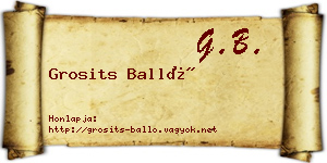 Grosits Balló névjegykártya